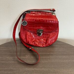 Patricia Nash Veneto Berry Red Crocodile Embossed Leather Crossbody Bag Purse